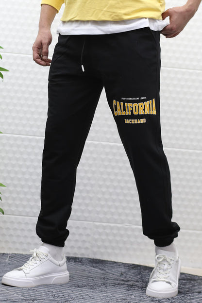 Erkek Eşofman Altı Yazlık California Baskılı - Siyah