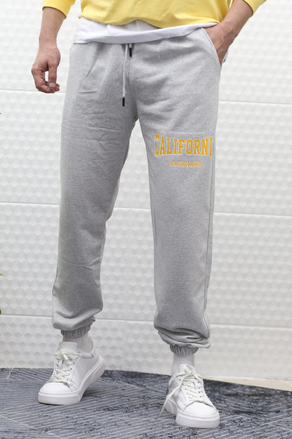 Erkek Eşofman Altı Yazlık California Baskılı - Gri