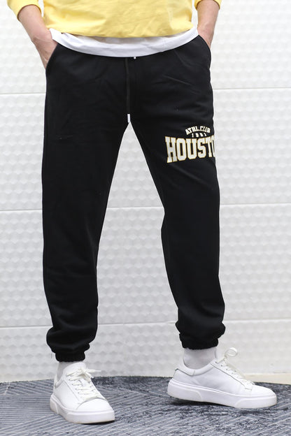 Erkek Eşofman Altı Yazlıkı Houston Baskılı - Siyah