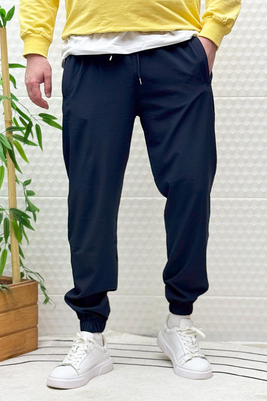 Erkek Full Likralı Paça Lastikli Jogger Pantolon - Lacivert