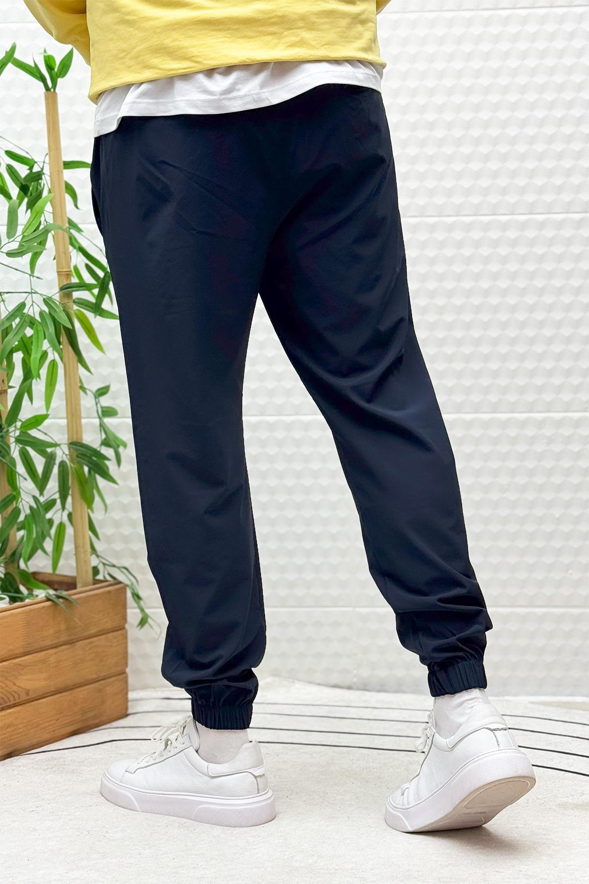 Erkek Full Likralı Paça Lastikli Jogger Pantolon - Lacivert