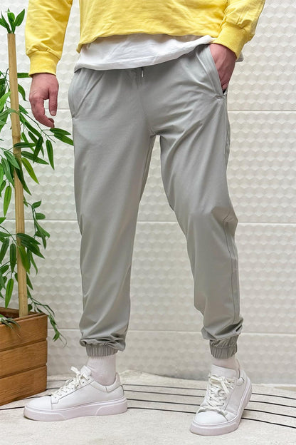 Erkek Full Likralı Paça Lastikli Jogger Pantolon - Gri