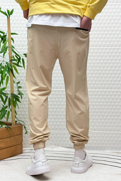 Erkek Full Likralı Paça Lastikli Jogger Pantolon - Bej