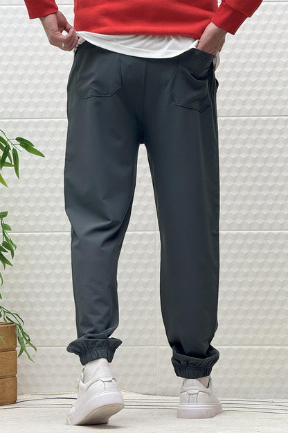 Erkek Full Likralı Paraşüt Kumaş Lastikli Jogger Pantolon - Füme