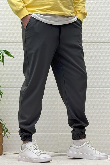 Erkek Full Likralı Paraşüt Kumaş Lastikli Jogger Pantolon - Antrasit