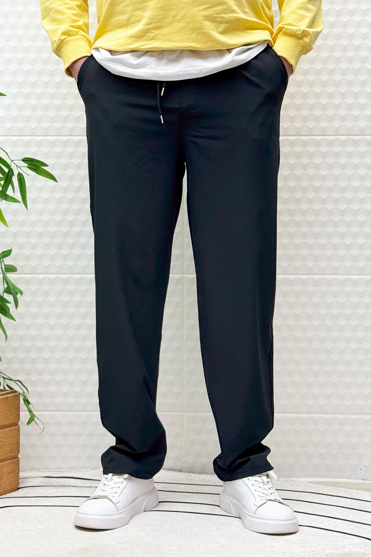 Erkek Full Likralı Rahat Kesim Baggy Jogger Pantolon - Siyah