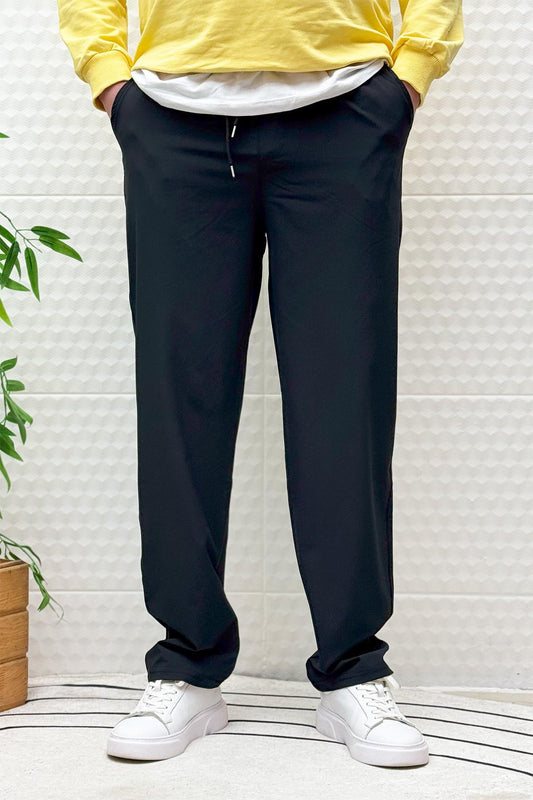 Erkek Full Likralı Rahat Kesim Baggy Jogger Pantolon - Siyah