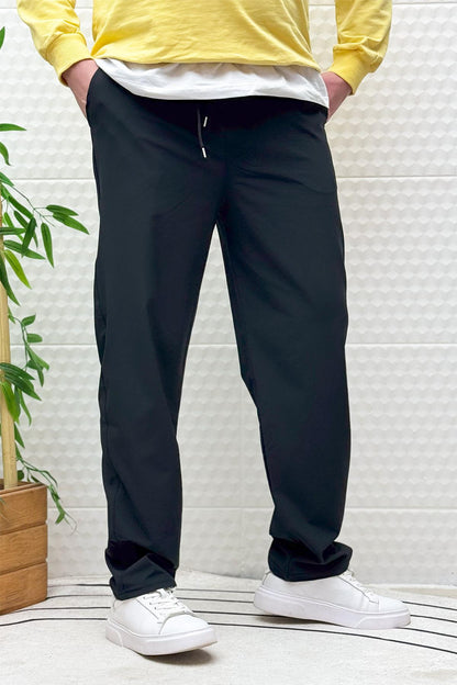 Erkek Full Likralı Rahat Kesim Baggy Jogger Pantolon - Siyah