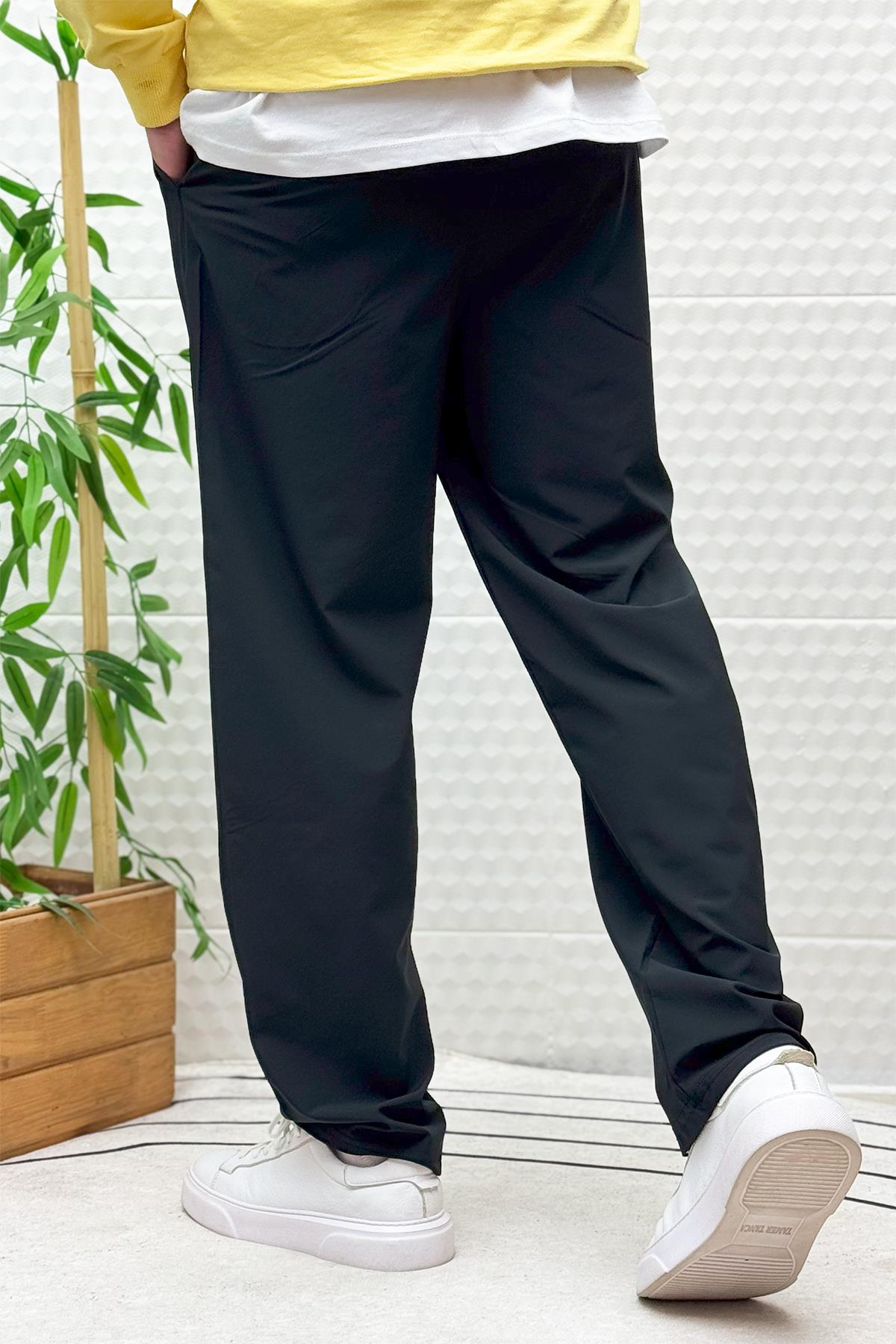 Erkek Full Likralı Rahat Kesim Baggy Jogger Pantolon - Siyah