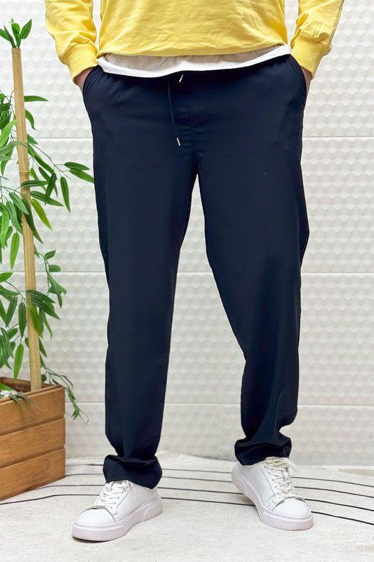 Erkek Full Likralı Rahat Kesim Baggy Jogger Pantolon - Lacivert