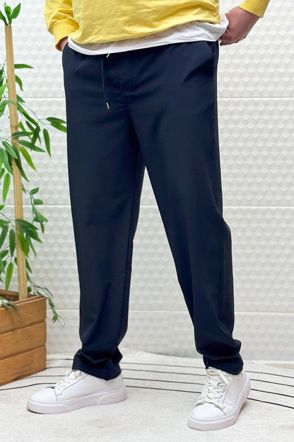 Erkek Full Likralı Rahat Kesim Baggy Jogger Pantolon - Lacivert