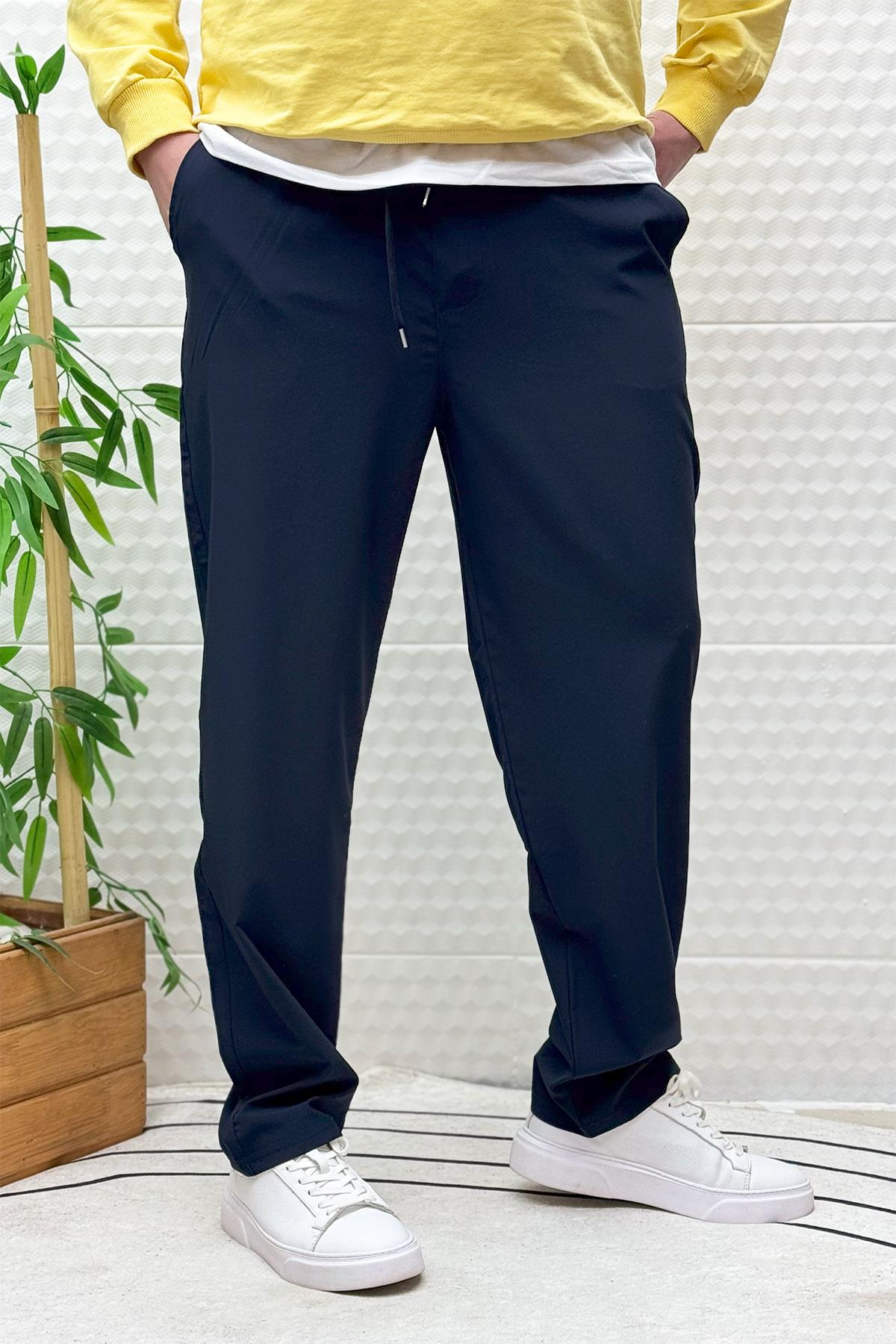 Erkek Full Likralı Rahat Kesim Baggy Jogger Pantolon - Lacivert