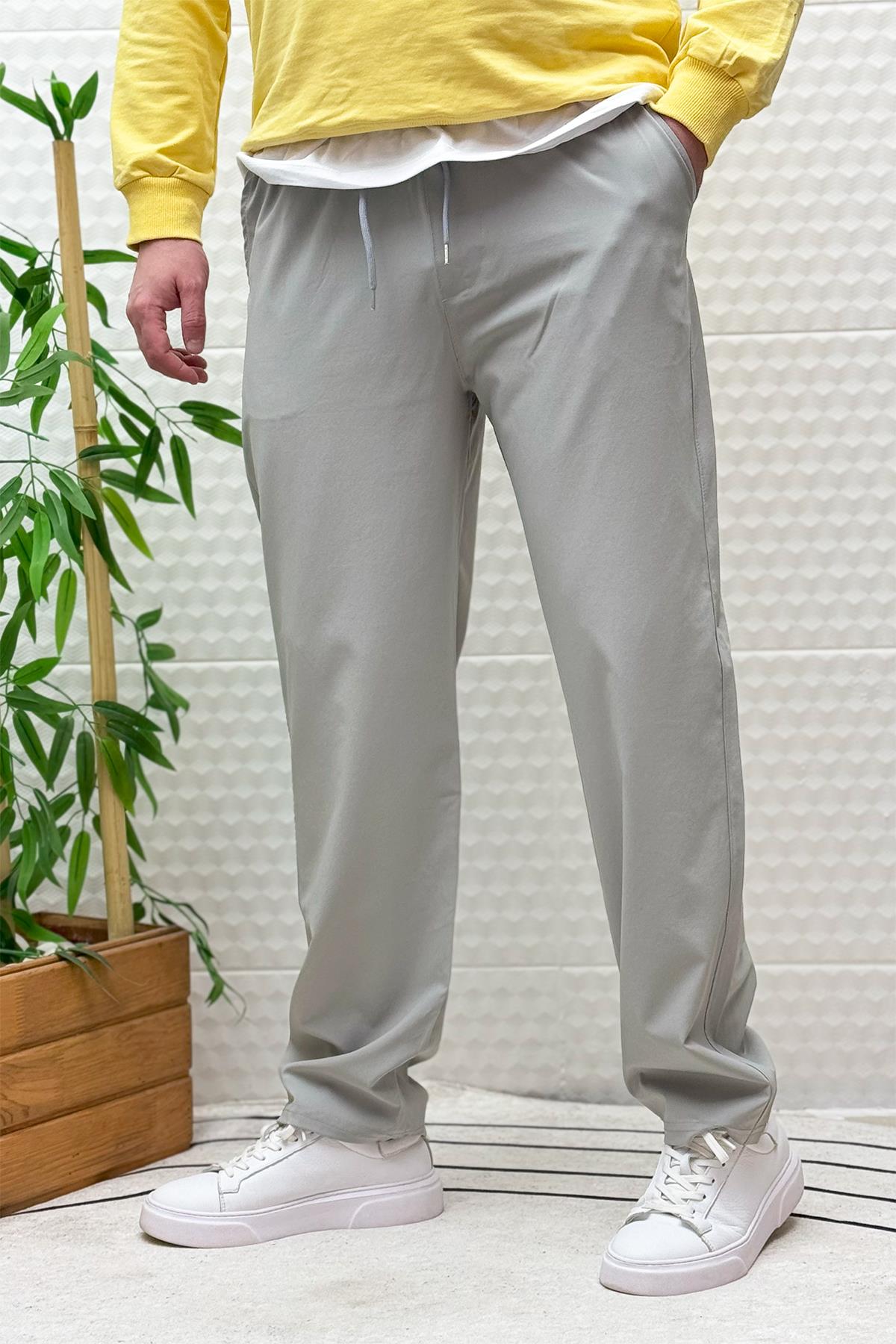 Erkek Full Likralı Rahat Kesim Baggy Jogger Pantolon - Gri