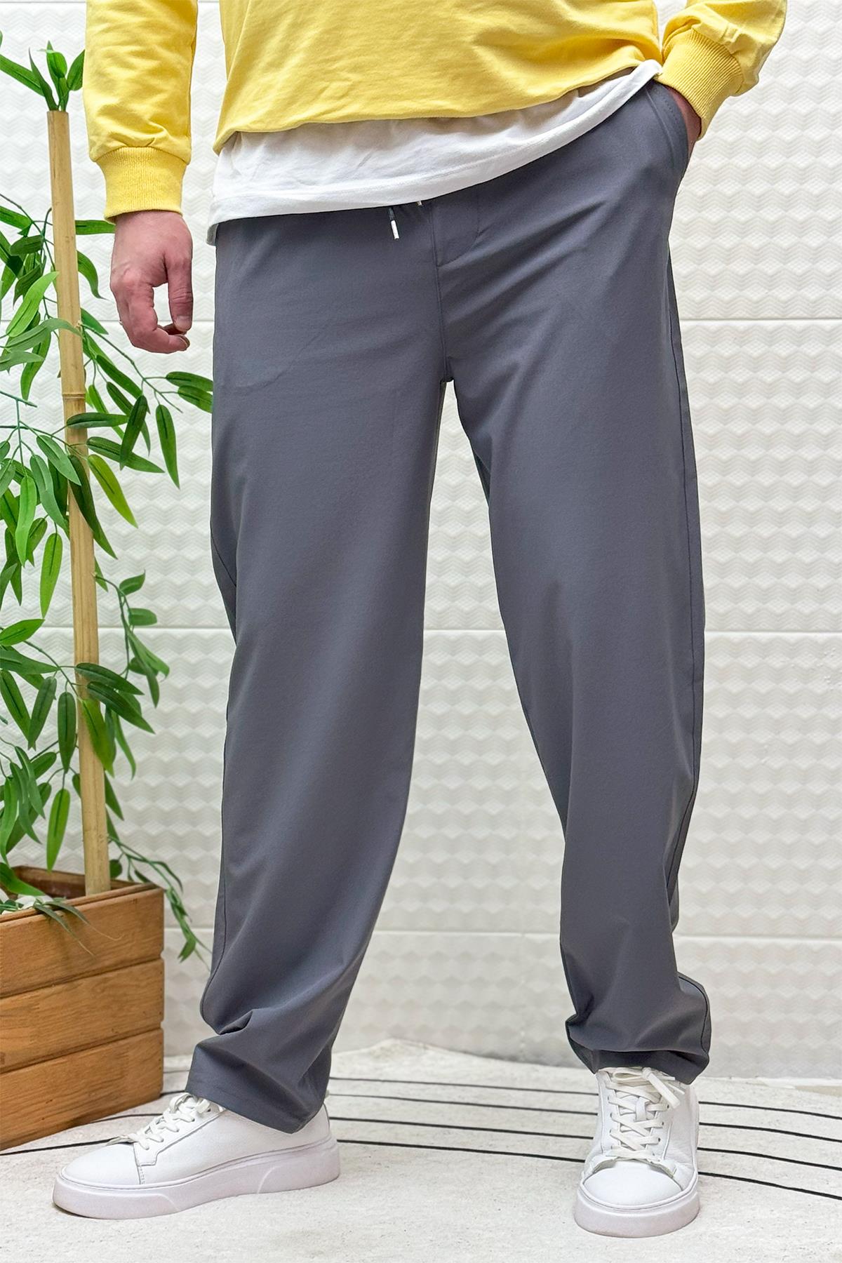 Erkek Full Likralı Rahat Kesim Baggy Jogger Pantolon - Koyu Gri