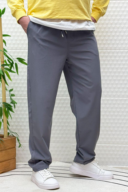 Erkek Full Likralı Rahat Kesim Baggy Jogger Pantolon - Koyu Gri