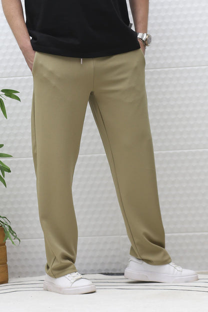 Erkek Full Likralı Rahat Kesim Baggy Pantolon Bel Lastikli - Haki Yeşil