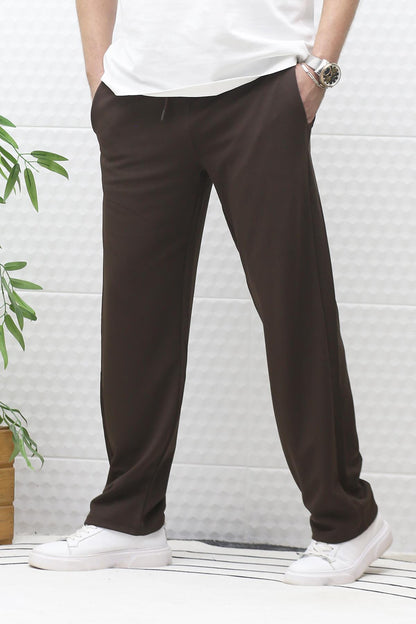 Erkek Full Likralı Rahat Kesim Baggy Pantolon Bel Lastikli - Kahve