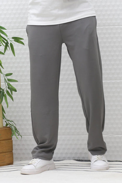 Erkek Full Likralı Rahat Kesim Baggy Pantolon Bel Lastikli - Gri