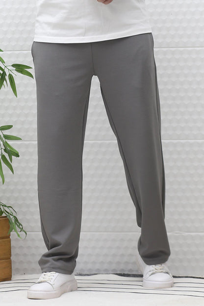 Erkek Full Likralı Rahat Kesim Baggy Pantolon Bel Lastikli - Gri
