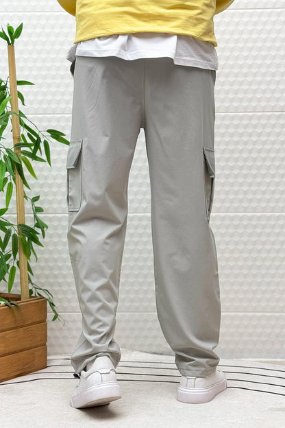 Erkek Full Likralı Rahat Kesim Kargo Cepli  Baggy Jogger Pantolon - Gri