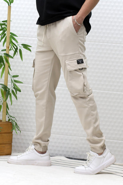 Erkek Gabardin Kumaş Kargo Pantolon - Bej