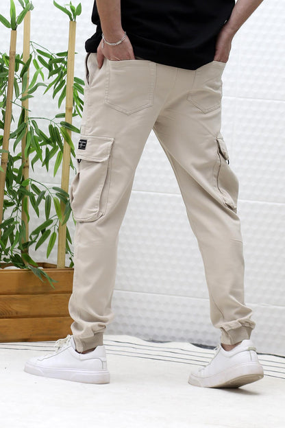 Erkek Gabardin Kumaş Kargo Pantolon - Bej