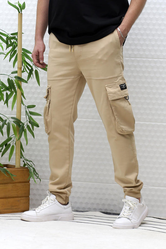 Erkek Gabardin Kumaş Kargo Pantolon - Sütlü Kahve
