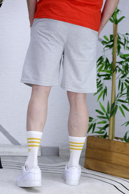 Erkek Houston Baskılı Yazlık penye Şort - Gri