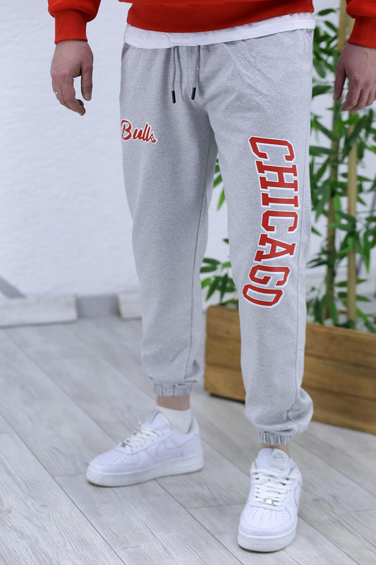 Chicago Baskılı Erkek İnce Yazlık Eşofman Altı 04 - Gri