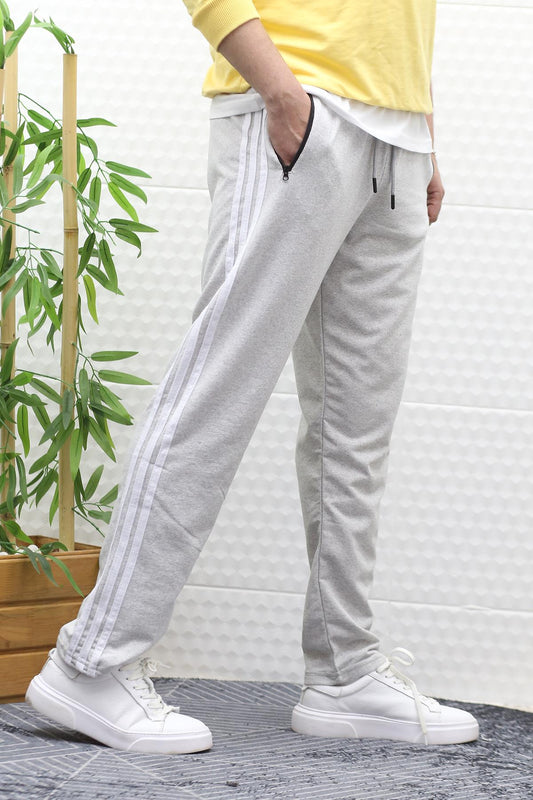 Erkek İnce Yazlık Ful Şertili Düz Paça Eşofman Altı - Gri