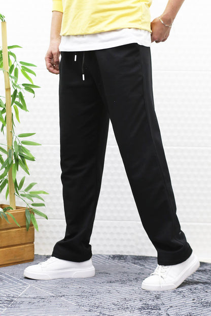 Erkek İnce Yazlık Ful Şertili Düz Paça Eşofman Altı - Siyah