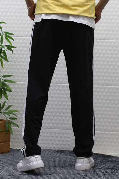 Erkek İnce Yazlık Ful Şertili Düz Paça Eşofman Altı - Siyah