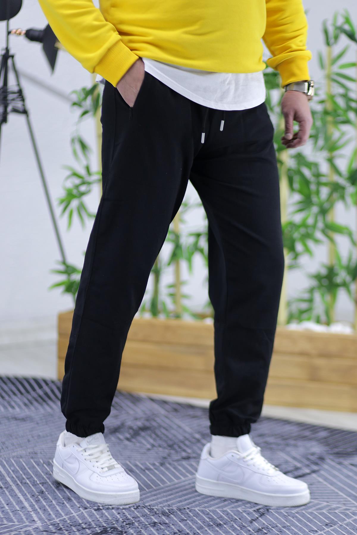 Erkek İnce Yazlık Lastikli Eşofman Altı 00 - Siyah