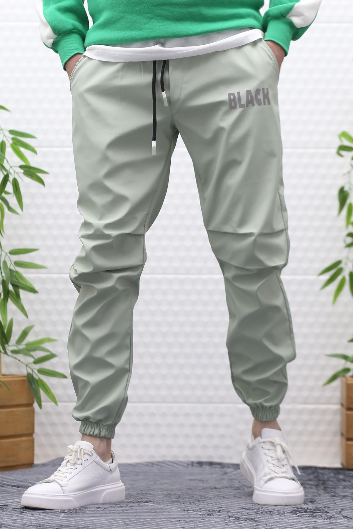 Erkek Jagger Pantolon Paraşüt Kumaş Su Tutmaz  Rüzgar Geçirmez Diz Detaylı - Su Yeşili