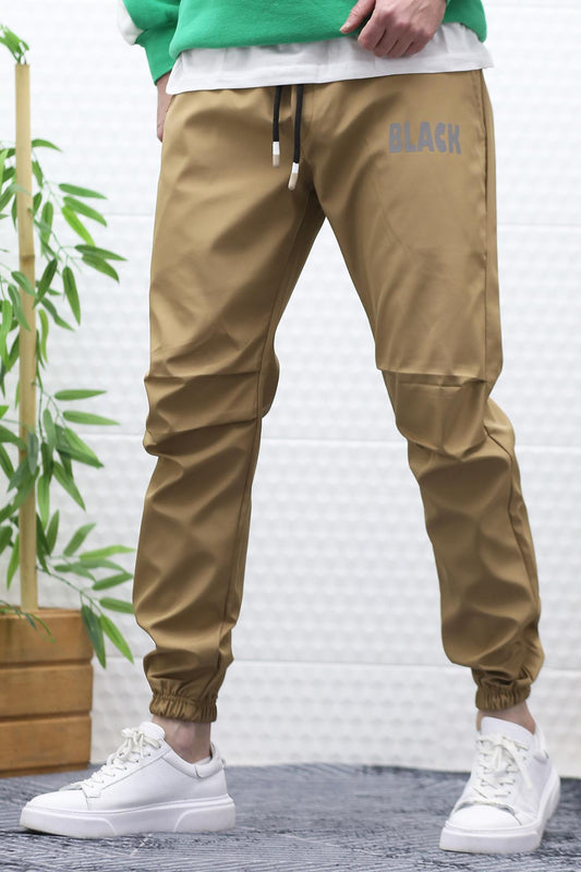 Erkek Jagger Pantolon Paraşüt Kumaş Su Tutmaz  Rüzgar Geçirmez Diz Detaylı - Sütlü Kahve