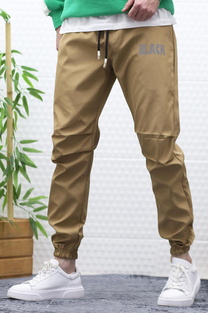 Erkek Jagger Pantolon Paraşüt Kumaş Su Tutmaz  Rüzgar Geçirmez Diz Detaylı - Sütlü Kahve