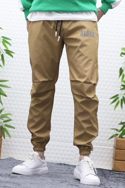 Erkek Jagger Pantolon Paraşüt Kumaş Su Tutmaz  Rüzgar Geçirmez Diz Detaylı - Sütlü Kahve