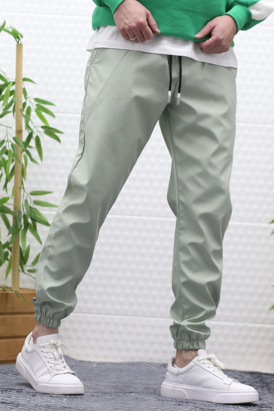 Erkek Jagger Pantolon Paraşüt Kumaş Su Tutmaz Rüzgar Geçirmez Paça Lastikli - Su Yeşili