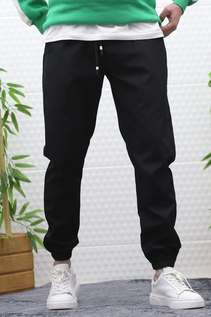 Erkek Jagger Pantolon Paraşüt Kumaş Su Tutmaz Rüzgar Geçirmez Paça Lastikli - Siyah