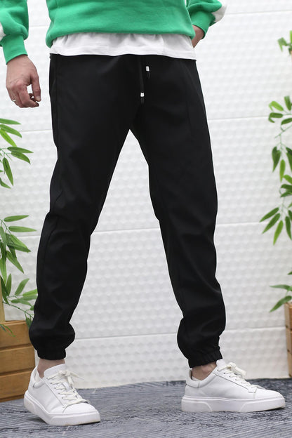 Erkek Jagger Pantolon Paraşüt Kumaş Su Tutmaz Rüzgar Geçirmez Paça Lastikli - Siyah