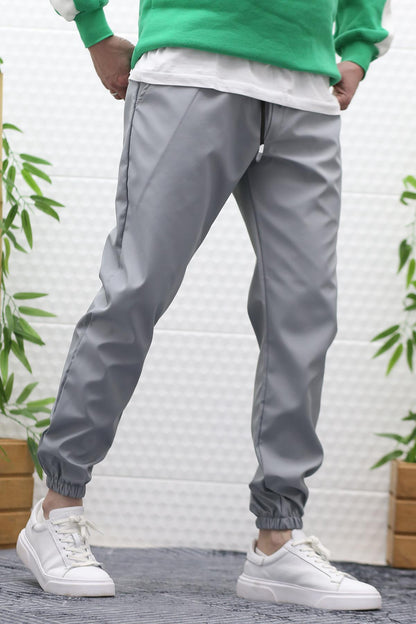 Erkek Jagger Pantolon Paraşüt Kumaş Su Tutmaz Rüzgar Geçirmez Paça Lastikli - Gri