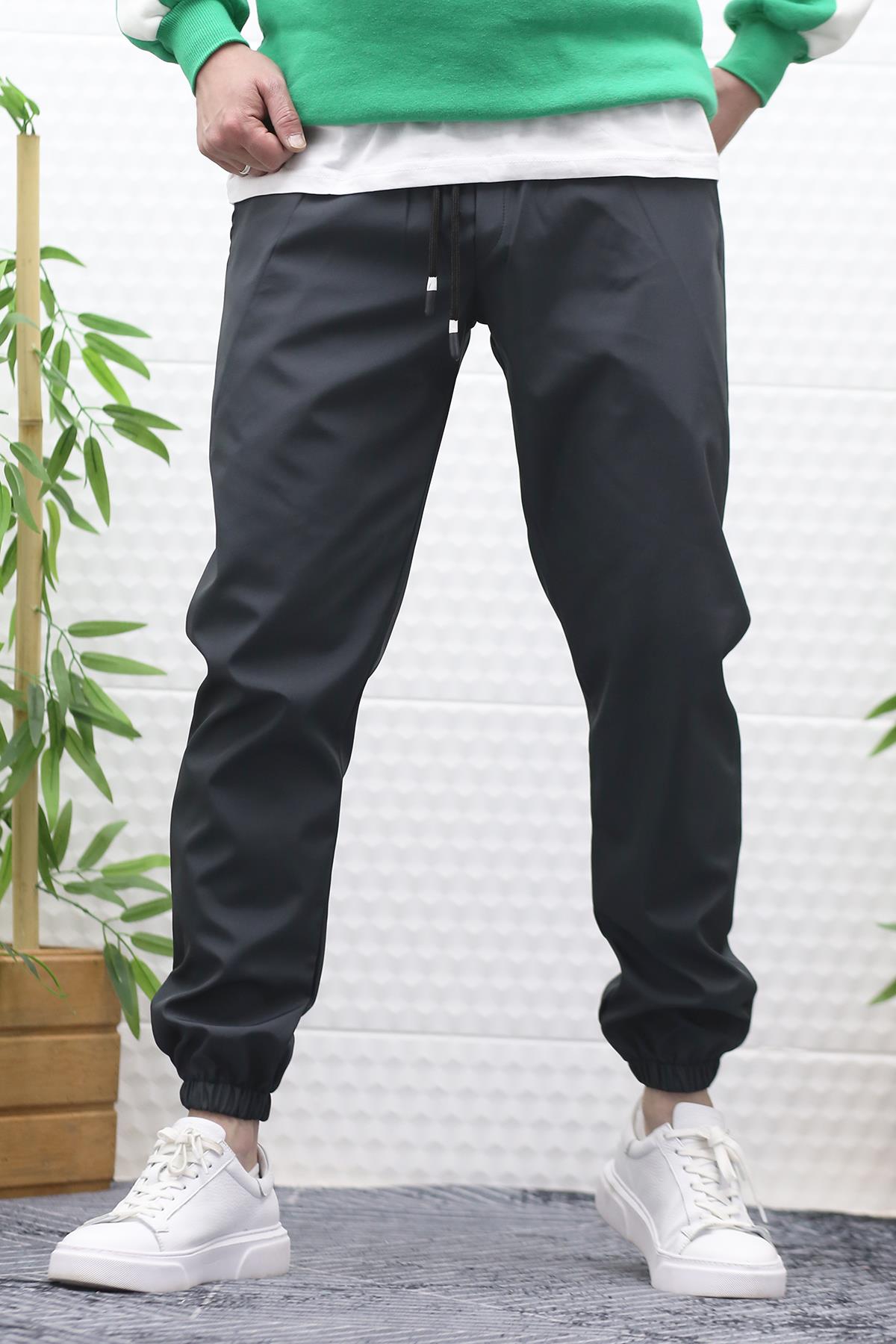 Erkek Jagger Pantolon Paraşüt Kumaş Su Tutmaz Rüzgar Geçirmez Paça Lastikli - Füme