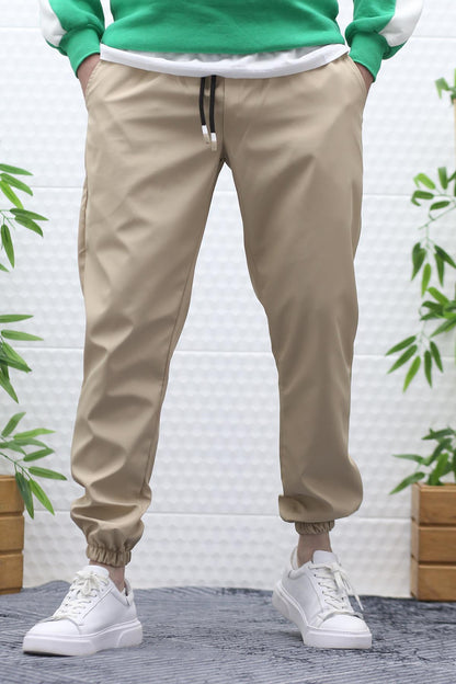 Erkek Jagger Pantolon Paraşüt Kumaş Su Tutmaz Rüzgar Geçirmez Paça Lastikli - Sütlü Kahve
