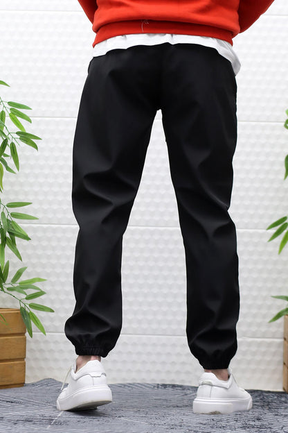 Erkek Jagger Pantolon Paraşüt Kumaş Su Tutmaz Rüzgar Geçirmez Parçalı Model - Siyah