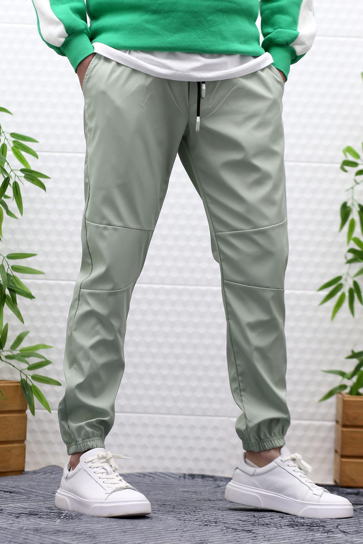 Erkek Jagger Pantolon Paraşüt Kumaş Su Tutmaz Rüzgar Geçirmez Parçalı Model - Su Yeşili