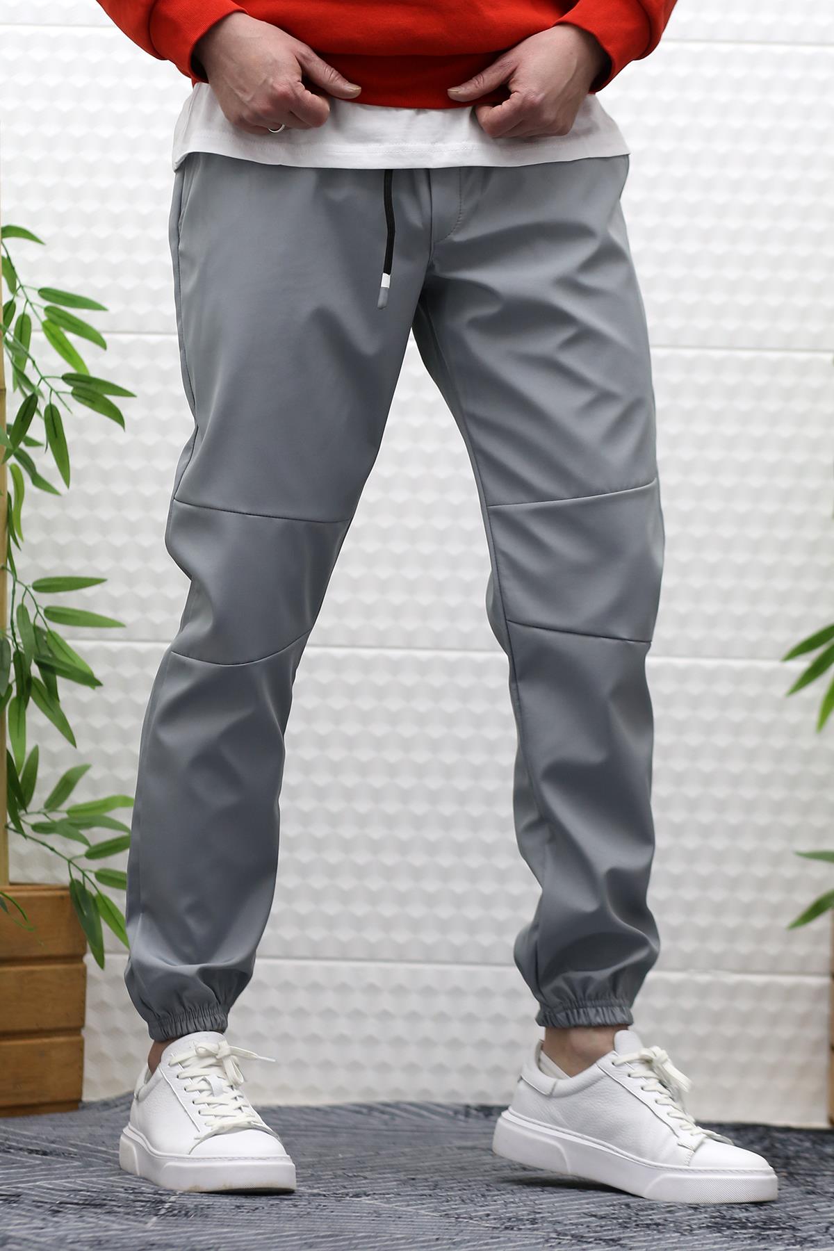 Erkek Jagger Pantolon Paraşüt Kumaş Su Tutmaz Rüzgar Geçirmez Parçalı Model - Gri