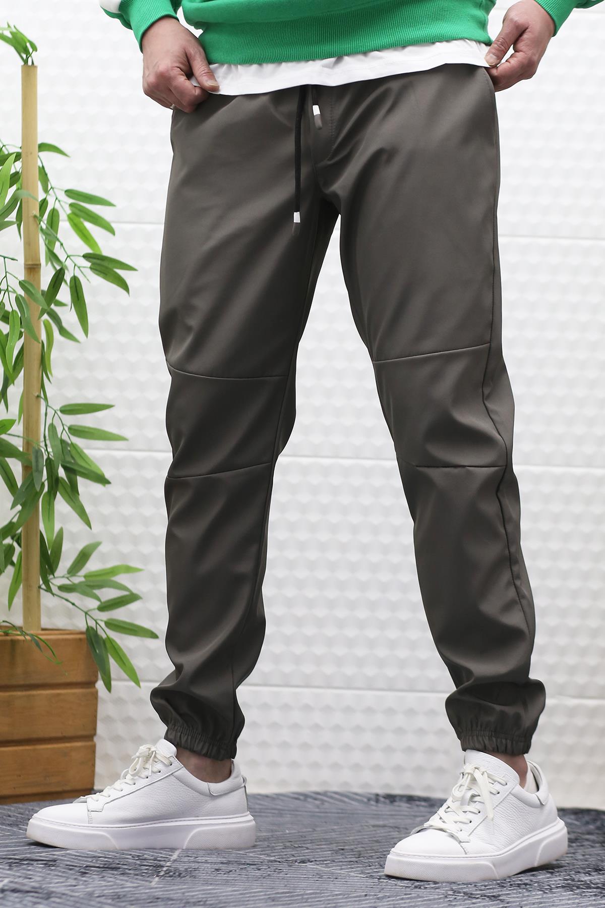 Erkek Jagger Pantolon Paraşüt Kumaş Su Tutmaz Rüzgar Geçirmez Parçalı Model - Füme