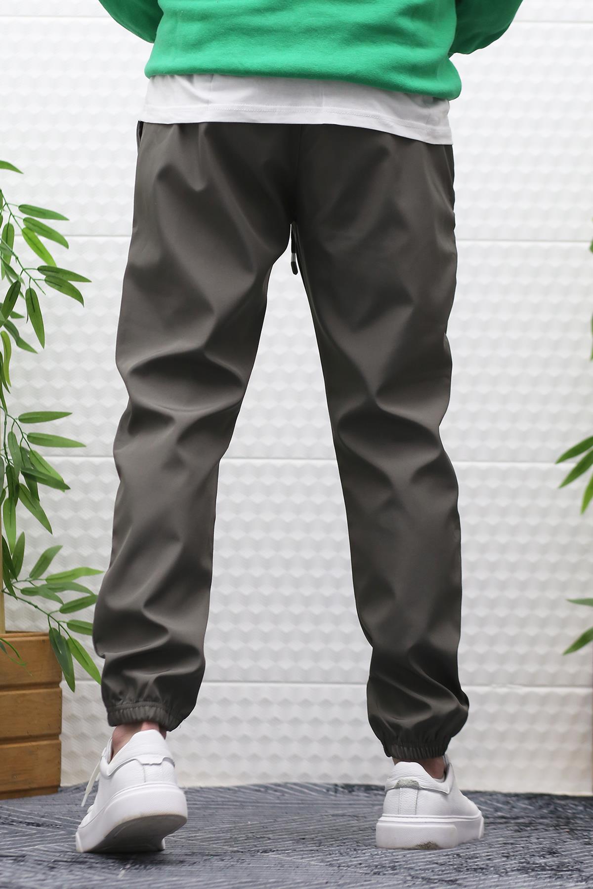 Erkek Jagger Pantolon Paraşüt Kumaş Su Tutmaz Rüzgar Geçirmez Parçalı Model - Füme