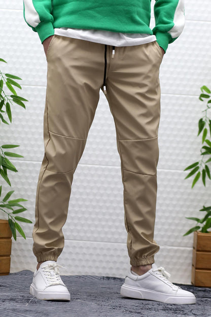 Erkek Jagger Pantolon Paraşüt Kumaş Su Tutmaz Rüzgar Geçirmez Parçalı Model - Sütlü Kahve