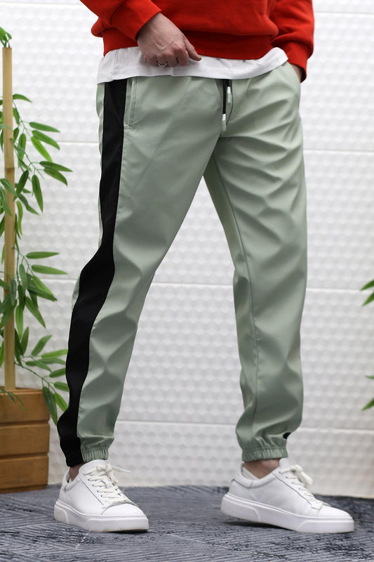 Erkek Jagger Pantolon Paraşüt Kumaş Su Tutmaz  Rüzgar Geçirmez Yan Garnili - Su Yeşili